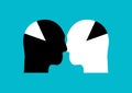 Ethnic Equality and racism Concept Illustration with 2 human head face to face Royalty Free Stock Photo