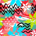 Ethnic exotic batik tropical seamless pattern. Abstract coroful summer time decoration