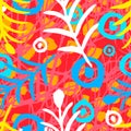 Ethnic exotic batik tropical seamless pattern. Abstract coroful summer time decoration