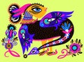 Ethnic fantastic animal doodle design in karakoko style Royalty Free Stock Photo