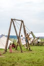 Ethnic Festival of Ancient Culture. life of a medieval village. Masters of peasants and warriors