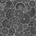 Ethnic floral mandalas, doodle background circles in vector. Seamless pattern. Royalty Free Stock Photo