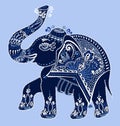 Ethnic folk art indian elephant, vector