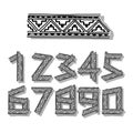 Ethnic font set. Tribal african ornament. Numbers for your design