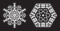 Ethnic Fractal Mandala Vector looks like Snowflake or Maya Aztec Royalty Free Stock Photo