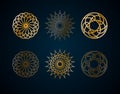 Ethnic geometric floral round ornament pattern of gold lines Mandala Decorative gold pattern oriental motif Design element ethnic