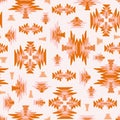 Ethnic geometric kilim woven seamless vector background in pink orange colors for fabric, wallpaper, scrapbooking