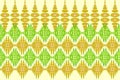 ethnic geometry seamless pattern floral green gold,seamless pattern curtain design, cream yellow background, carpet, wallpaper, Royalty Free Stock Photo