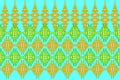 ethnic geometry seamless pattern floral green gold,seamless pattern curtain design, light blue background, carpet, wallpaper, Royalty Free Stock Photo