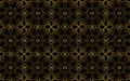 Ethnic gold ornament. Texture with geometric shapes and colors. Black background.