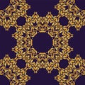 Ethnic gold and red ornament of mandalas. Template for carpet, textile, blanket, shawl. Vector oriental seamless pattern.