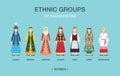 Ethnic groups of Kazakhstan. Women in traditional costume or dress. Royalty Free Stock Photo