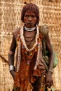 Ethnic Hamer woman in the traditional dress from Ethiopia