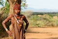 Ethnic Hamer woman in the traditional dress from Ethiopia