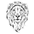 Ethnic hand drawing head of lion. totem / tattoo design. Use for print, posters, t-shirts. Vector illustration