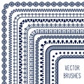 Ethnic hand drawn vector line border set and Royalty Free Stock Photo