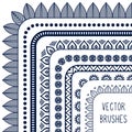 Ethnic hand drawn vector line border set and Royalty Free Stock Photo