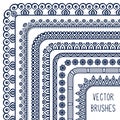 Ethnic hand drawn vector line border set and Royalty Free Stock Photo