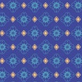 Ethnic handmade, background blue flowers flourish decoration antique