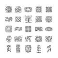 Ethnic handmade ornament, Folk Nordic Symbols. Art icons for your design