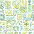 Ethnic handmade ornament, Folk Nordic Symbols. Seamless pattern for your design