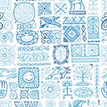 Ethnic handmade ornament, Folk Nordic Symbols. Seamless pattern for your design