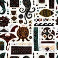 Ethnic handmade ornament for your design. Polynesian style, seamless pattern Royalty Free Stock Photo