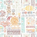 Ethnic handmade ornament for your design. Polynesian style, seamless pattern Royalty Free Stock Photo