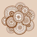 Ethnic henna mehndi ornament. Indian style. Beautiful doodle art floral background. Henna zentangle ornament Royalty Free Stock Photo