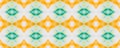 Ethnic Ikat Pattern. Vintage Endless Embroidery. Seamless Ikat Motifs Concept. Endless Watercolor Batik. Green Tribal Textile.