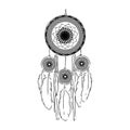 Ethnic illustration with American Indians dreamcatcher. Hand-drawn vector eps10. Royalty Free Stock Photo