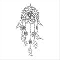 Ethnic illustration with American Indians dreamcatcher. Hand-drawn vector eps10. Royalty Free Stock Photo