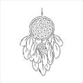 Ethnic illustration with American Indians dreamcatcher. Hand-drawn vector eps10. Royalty Free Stock Photo