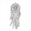 Ethnic illustration with American Indians dreamcatcher. Hand-drawn vector eps10. Royalty Free Stock Photo