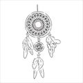 Ethnic illustration with American Indians dreamcatcher. Hand-drawn vector eps10. Royalty Free Stock Photo