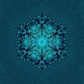 Ethnic indian style of mandala with eye effect. Flower mandala in neon blue or teal color