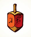 Jewish holiday symbol. Dreidel. Sketch