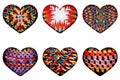 Ethnic knitted patterns of different forms in the form of hearts isolated from the background Royalty Free Stock Photo