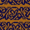 Ethnic knitted yellow and blue seamless pattern