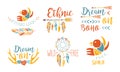 Ethnic Logo Templates Set, Free Spirit Hand Drawn Badges Vector Illustration Royalty Free Stock Photo