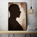 man silhouette profile african head guy face poster color black avatar. Generative AI.