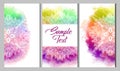 Ethnic Mandala ornament. Colorful ornamental ethnic banner set. Mandala cards over colorful watercolorbackdrop.