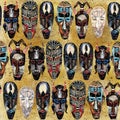 Ethnic mask seamless pattern. african tribal totem background