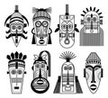 Ethnic masks or tribal mask flat icons