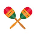 Ethnic Mexican Maraca Music Instrument in Flat Royalty Free Stock Photo