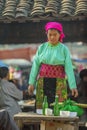 Ethnic minority girl smiling, at old Van market Royalty Free Stock Photo