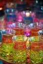 Ethnic moroccan tea service with glasses and tray