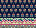 Ethnic Morocco. Vivid Mosaic. Multicolor Ethnic Aztec. Vivid Geometric Pattern. Vivid Floral Shawl Design. Floral Pattern.