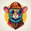 Funky Rat: A Colorful Hip Hop Inspired Illustration Royalty Free Stock Photo