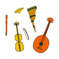 Ethnic musical folk instrument in hand drawn style.